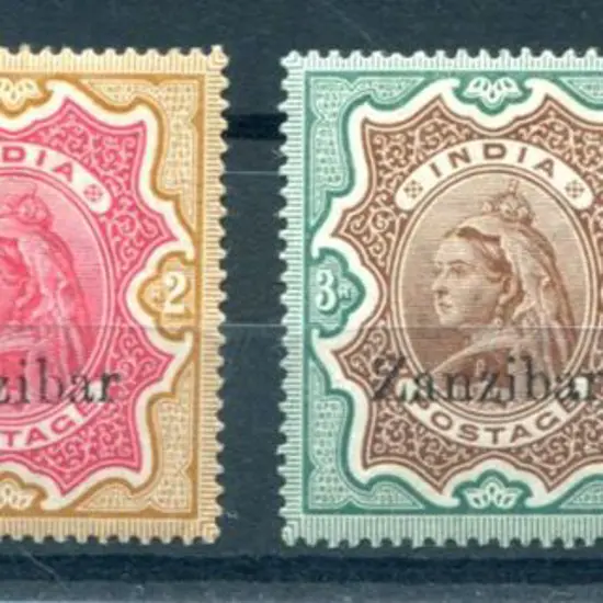Zanzibar 1895/96 ovpts on India 1R with small ...
