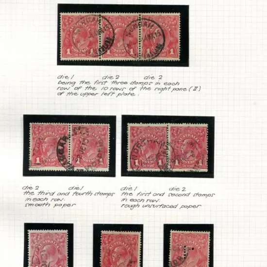 KGV 1d red Die II written-up study with Die I, II ...