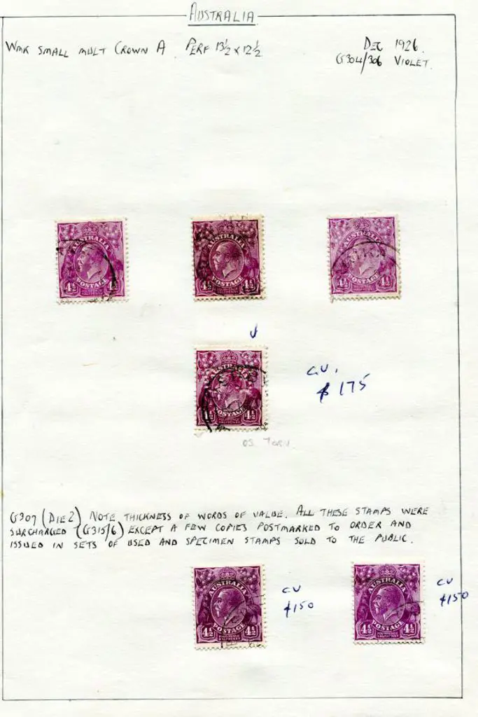 KGV 4½d x 22 examples on annotated pages incl a ... Image 1++