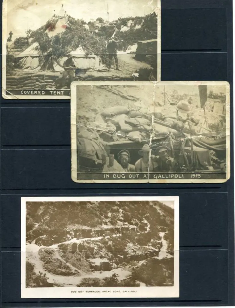 1915 Gallipoli b&w photo postcards x 3 titled "Dug ... Image 1++