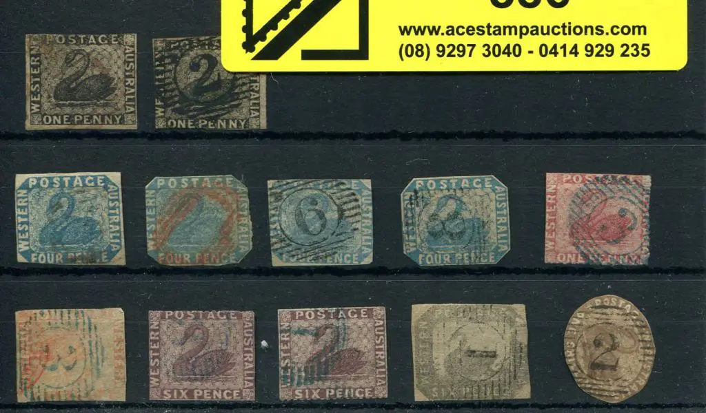 Swans imperf group incl 1d black x 2 good to fine ... Image 1++