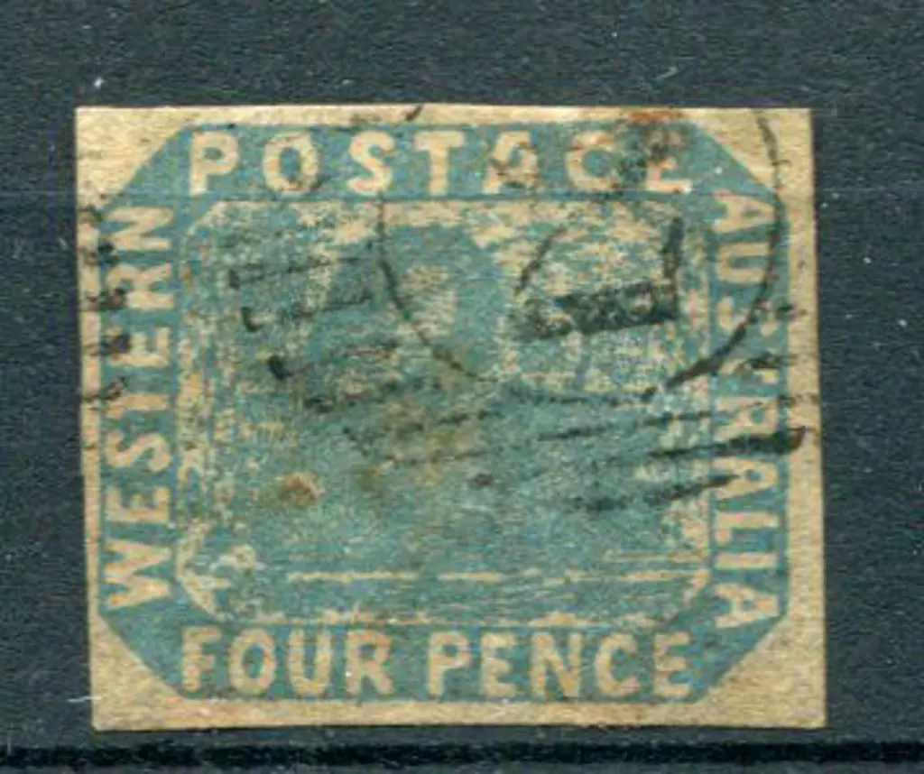 1854/55 4d pale blue swan F/U with light 15 bar 2 ... Image 1++