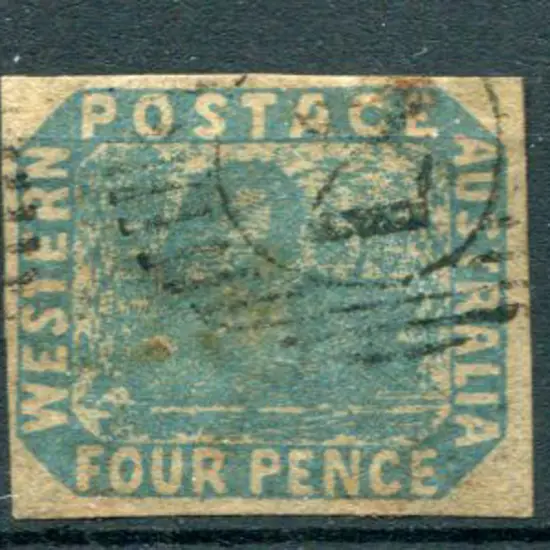 1854/55 4d pale blue swan F/U with light 15 bar 2 ...