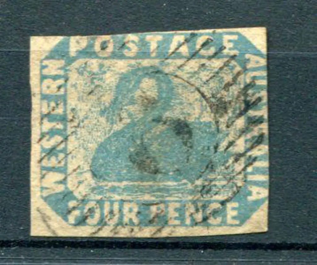 1854/55 4d pale blue swan F/U with light 15 bar 6 ... Image 1++