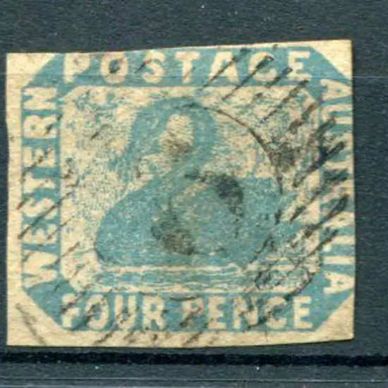 1854/55 4d pale blue swan F/U with light 15 bar 6 ...