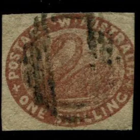 1854/55 1/- deep red brown imperf with 3 clear ...