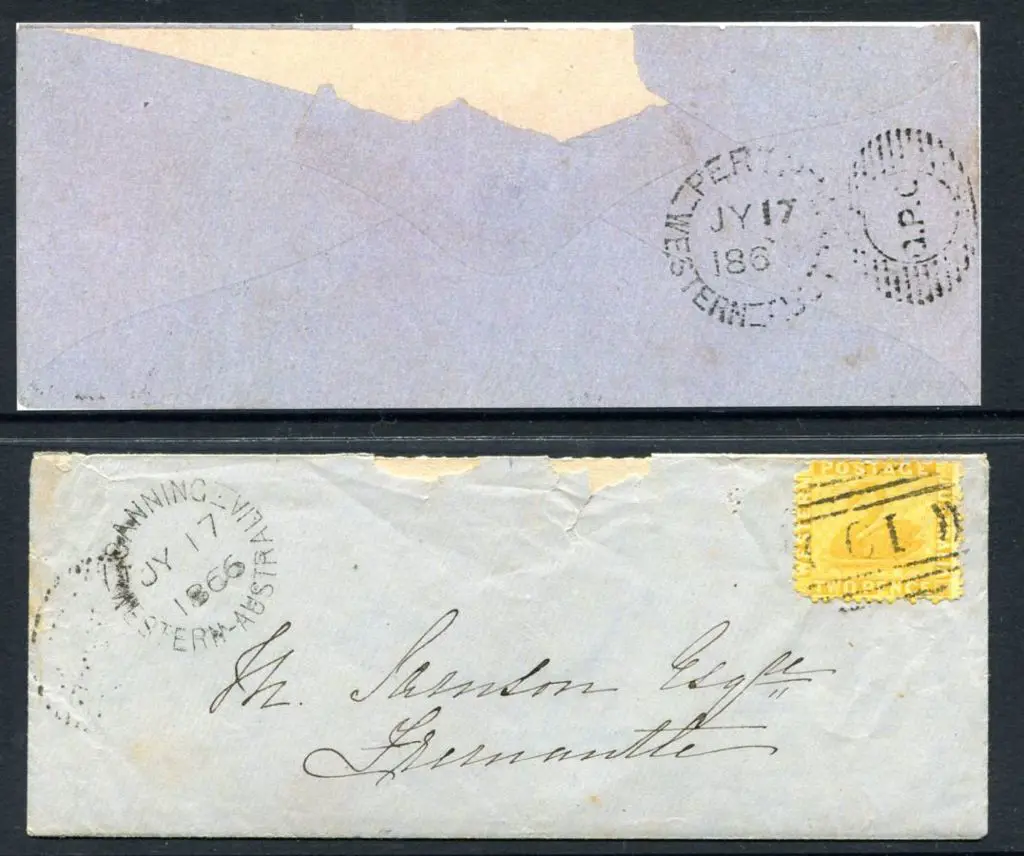 1866 (17th July) 2d yellow swan on Fremantle ... Image 1++