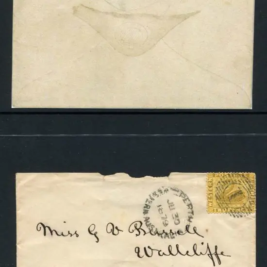 1879 (30th July) 2d bistre tied by 15 bar 1 with ...