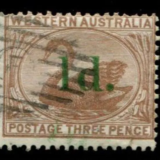 1885 "1d." surcharge in green on 3d brown. Fine ...