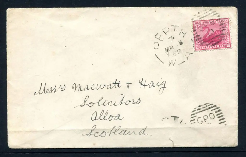 1889 (5th Mar) 1d swan tied by crisp Perth duplex ... Image 1++