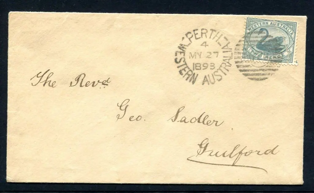 1893 (27th May) Perth to Guildford cover with 2d ... Image 1++