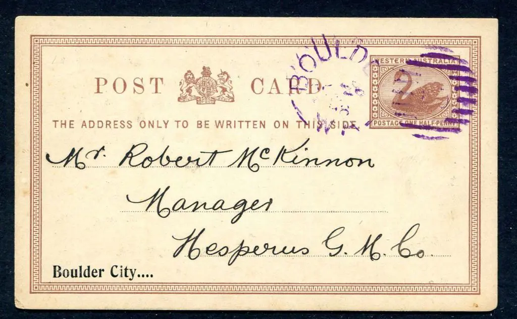 1898 (23rd April) ½d brown Post Card (ACSC PC1) ... Image 1++