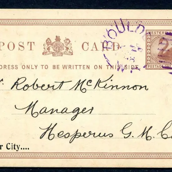 1898 (23rd April) ½d brown Post Card (ACSC PC1) ...