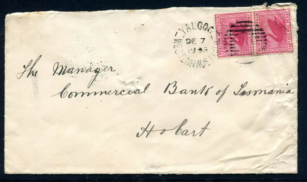 1903 (7th Dec) Yalgoo to Hobart cover with 1d ... Image 1++