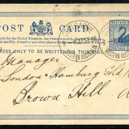 1906 (21st Sept) 1d blue swan Post Card (ACSC PC2) ...