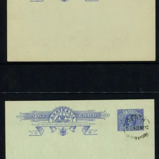 1911 1½d blue on green stock Postcard unused with ...