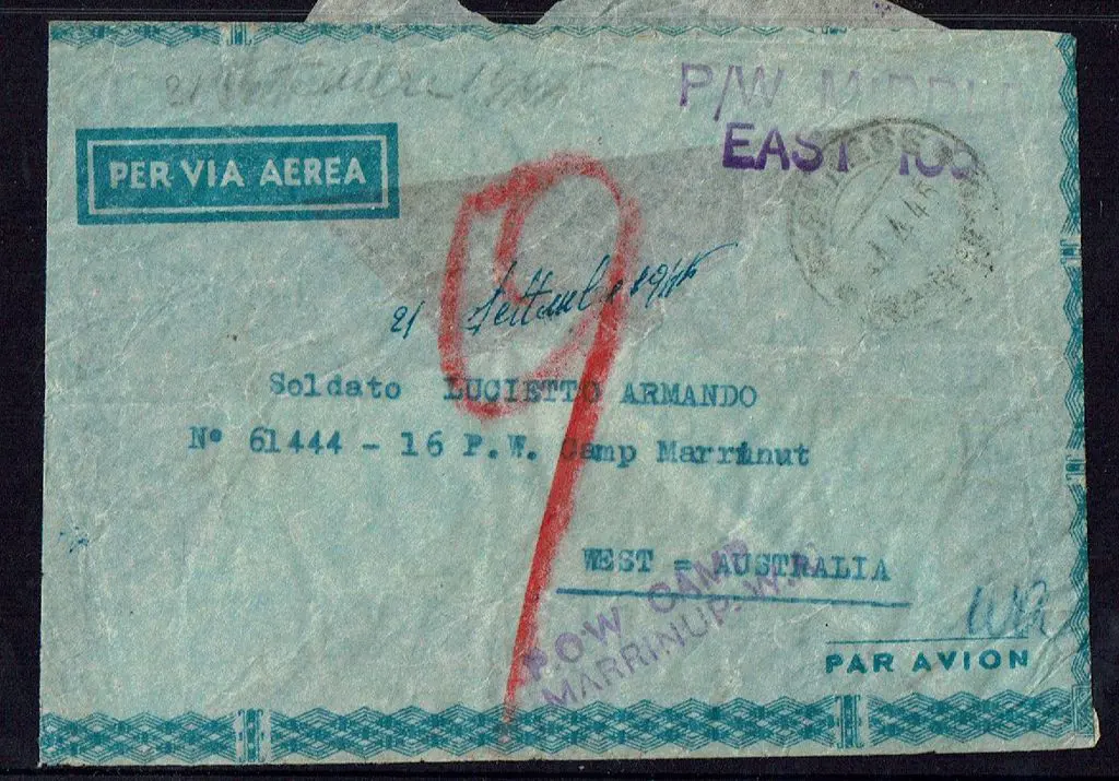 1945 (April) WWII POW Mail with "P/W Middle East ... Image 1++