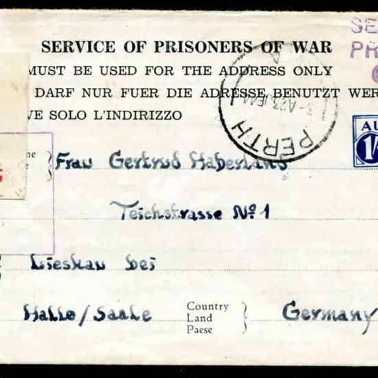 1944 (23rd June) WWII POW Mail outwards to Germany ...