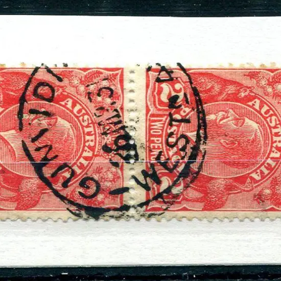 Gunidi B28 90% strike on 2d red KGV pair dated 26 ...
