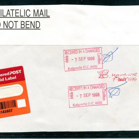 Kalgoorlie D.C. "Article RECEIVED IN DAMAGED ...