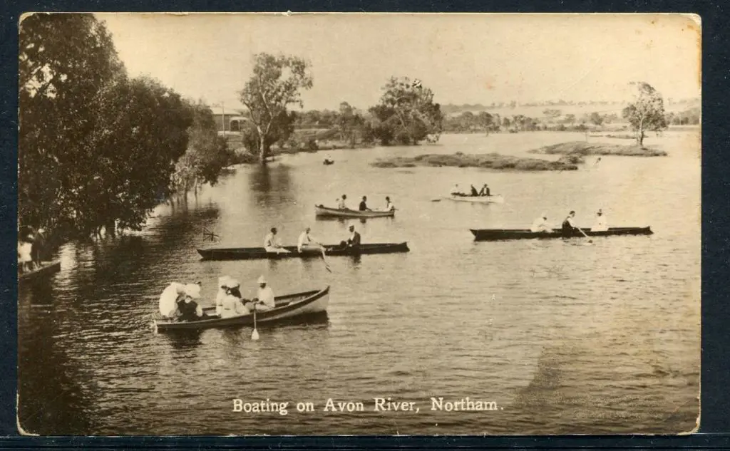 "Boating on Avon River, Northam." sepia & white ... Image 1++