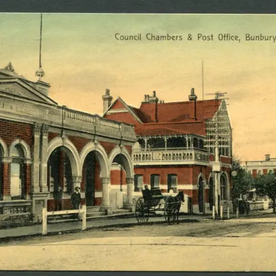"Council Chambers & Post Office, Bunbury, W.A." in ...