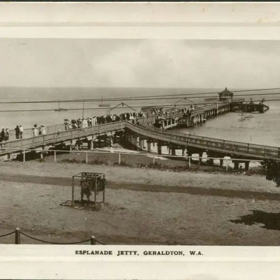 "Esplanade Jetty, Geraldton, W.A." framed b&w ...