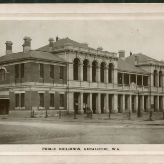 "Public Buildings, Geraldton, W.A." framed b&w ...