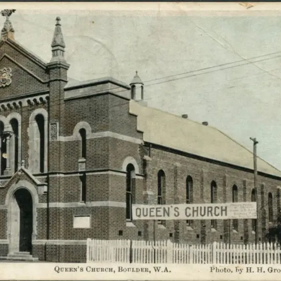 "Queen's Church, Boulder, WA" with "Orr's Emporium ...