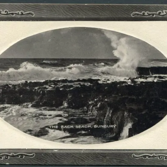 "The Back Beach Bunbury" b&w card from the H+B ...