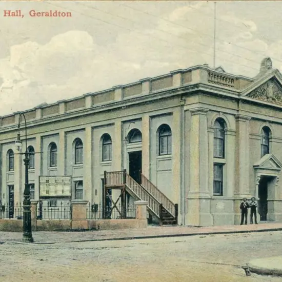 "Town Hall, Geraldton" published in colour by E. ...