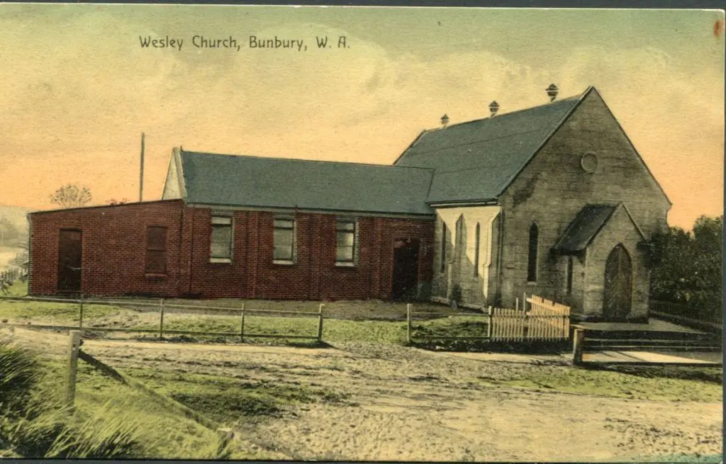 "Wesley Church, Bunbury, WA" coloured card from ... Image 1++