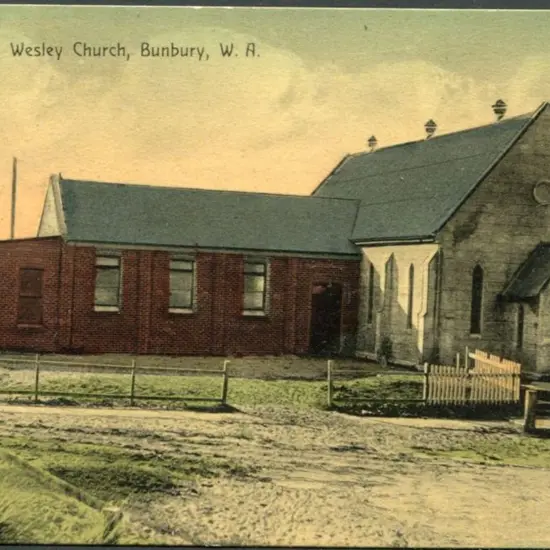 "Wesley Church, Bunbury, WA" coloured card from ...