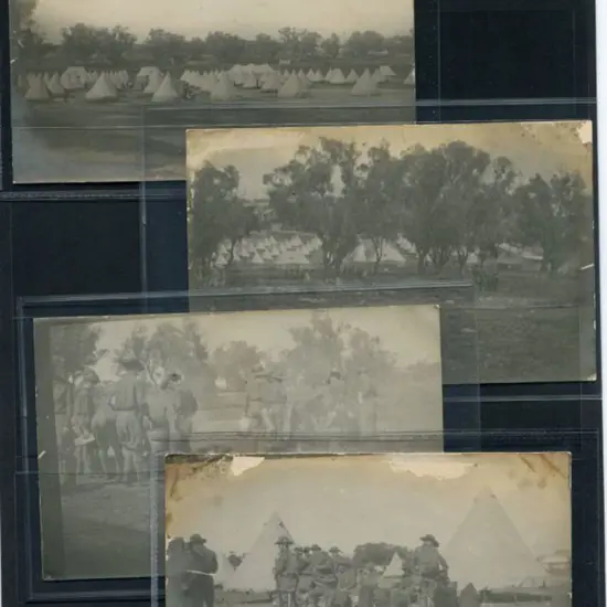 Military camp b&w photographic b&w cards with ...