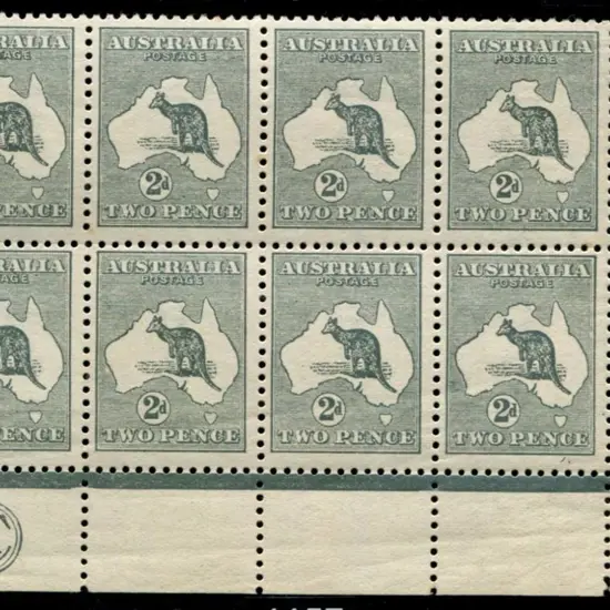 1913 1st wmk 2d grey CA monogram block of 8 from ...