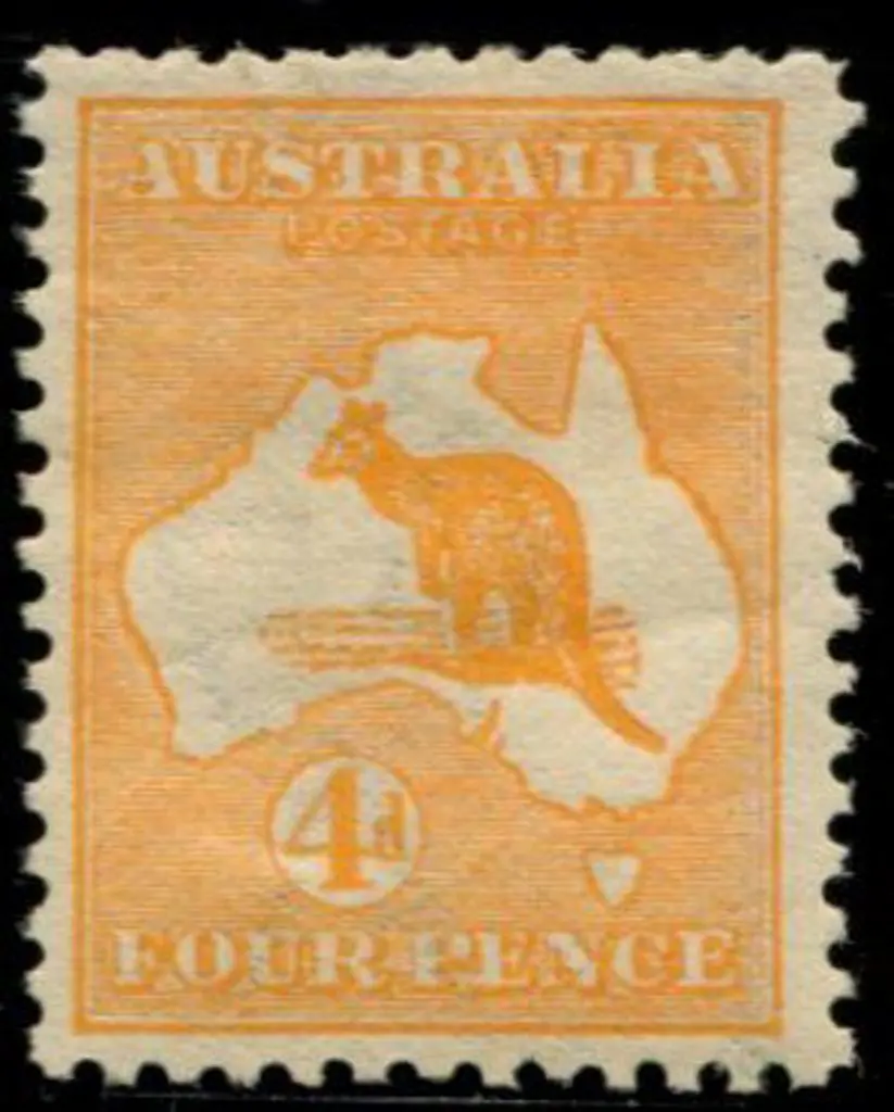 1913 1st wmk 4d deep orange MLH with hinge remnant ... Image 1++
