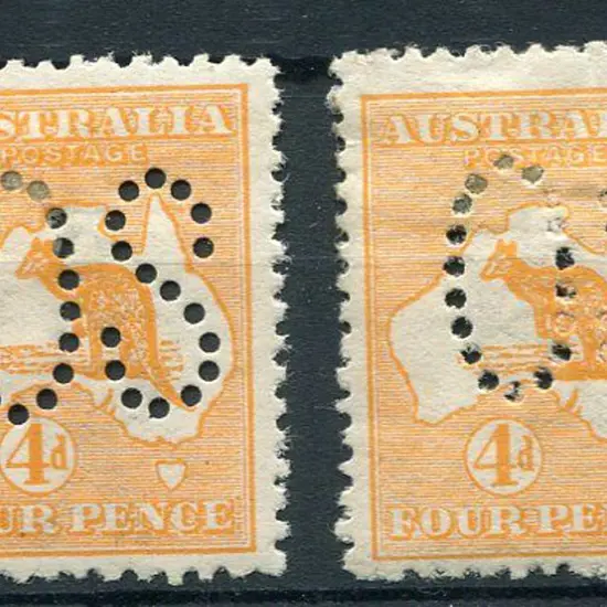 1913 1st wmk 4d orange perfined large "OS". MLH ...
