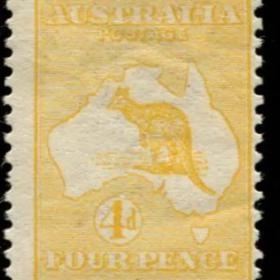 1913 1st wmk 4d yellow orange with "broken value ...