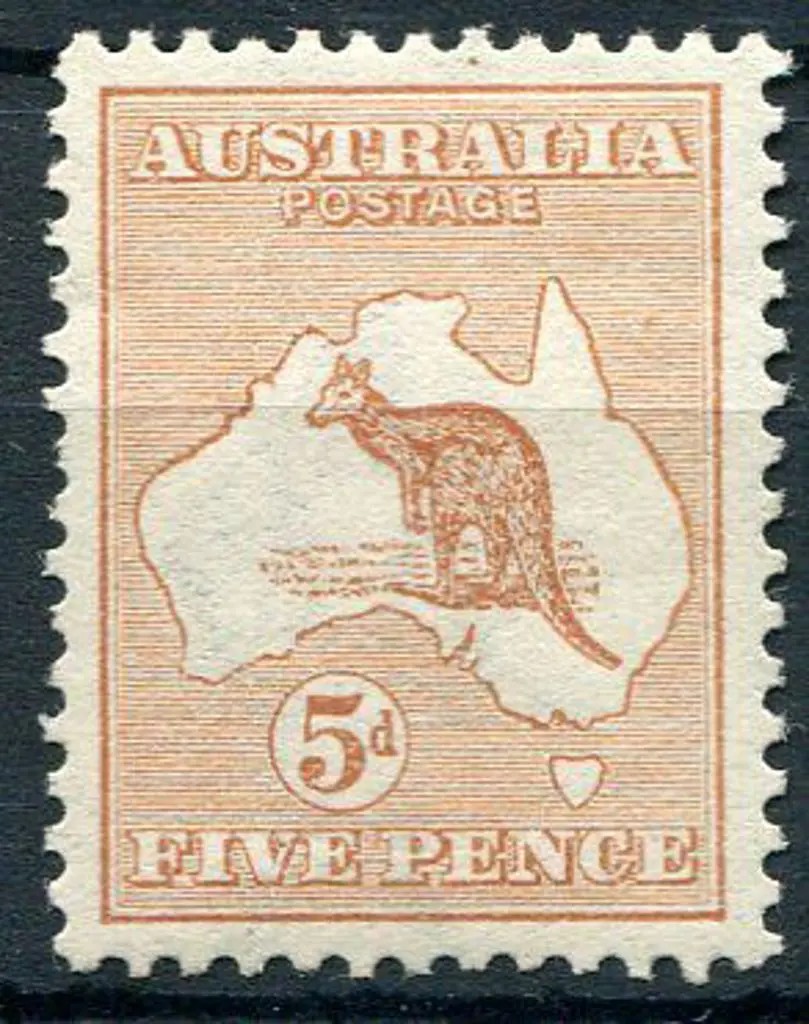 1913 1st wmk 5d chestnut. MVLH with 1 shortish ... Image 1++