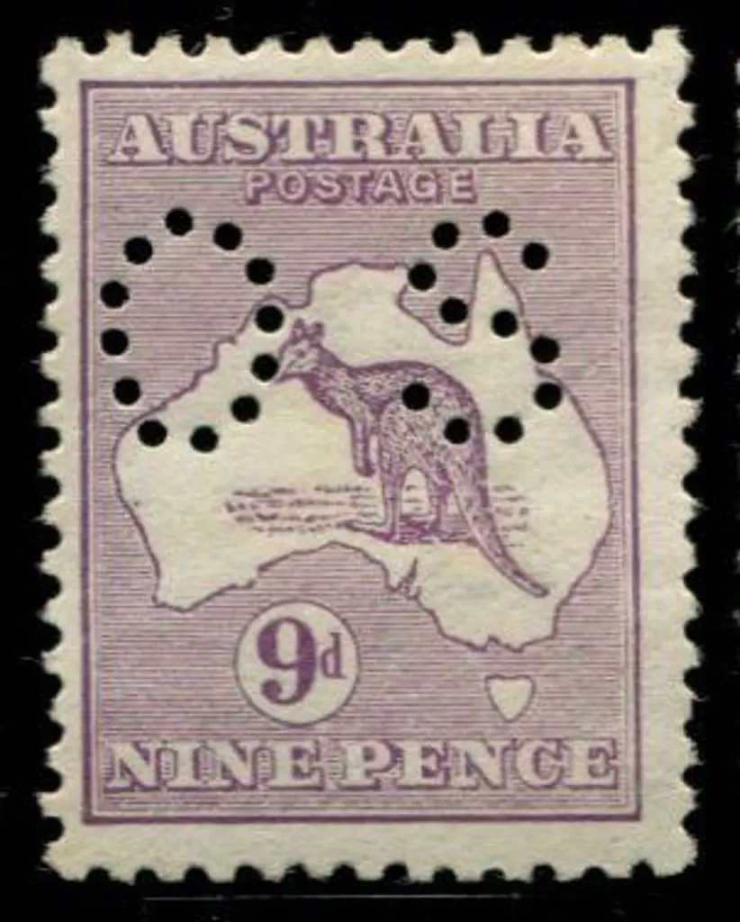 1913 1st wmk 9d pale violet perfined small "OS". ... Image 1++