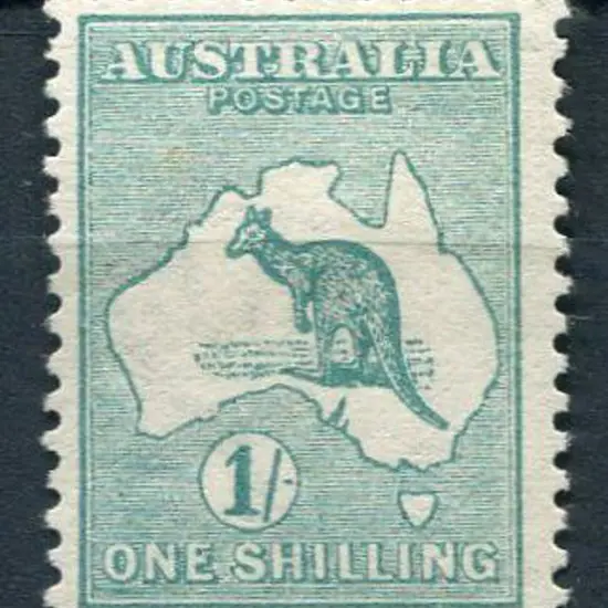 1913 1st wmk 1/- blue green. MVLH, small tone ...