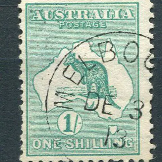 1913 1st wmk 1/- blue-green with inv wmk. CTO ...