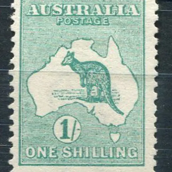 1913 1st wmk 1/- blue-green. MLH, centred high. SG ...