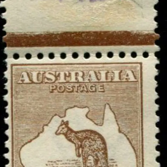 1913 1st wmk 2/- brown with top selvedge with m/s ...