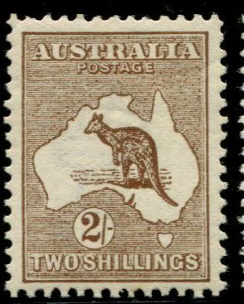 1913 1st wmk 2/- dark brown. MLH, shortish perf at ... Image 1++