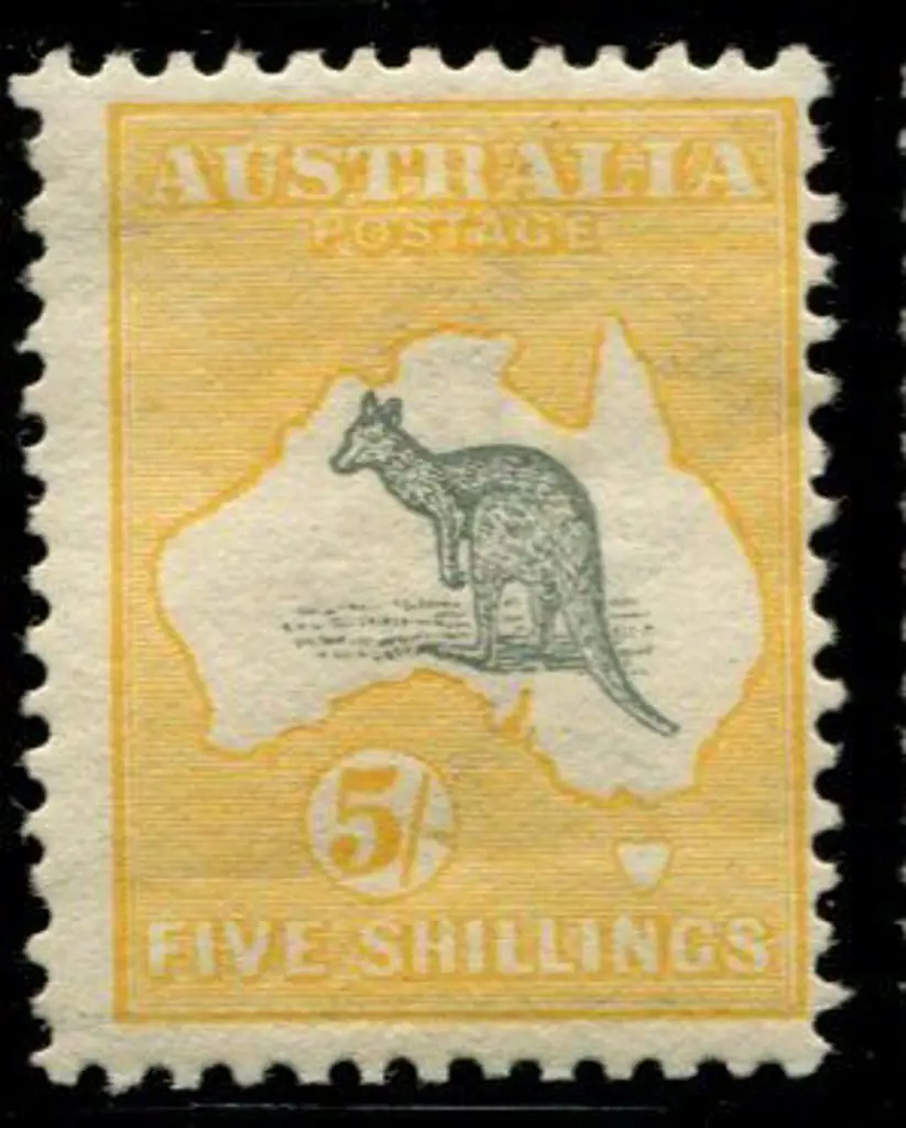 1913 1st wmk 5/- grey & chrome. MLH with a little ... Image 1++