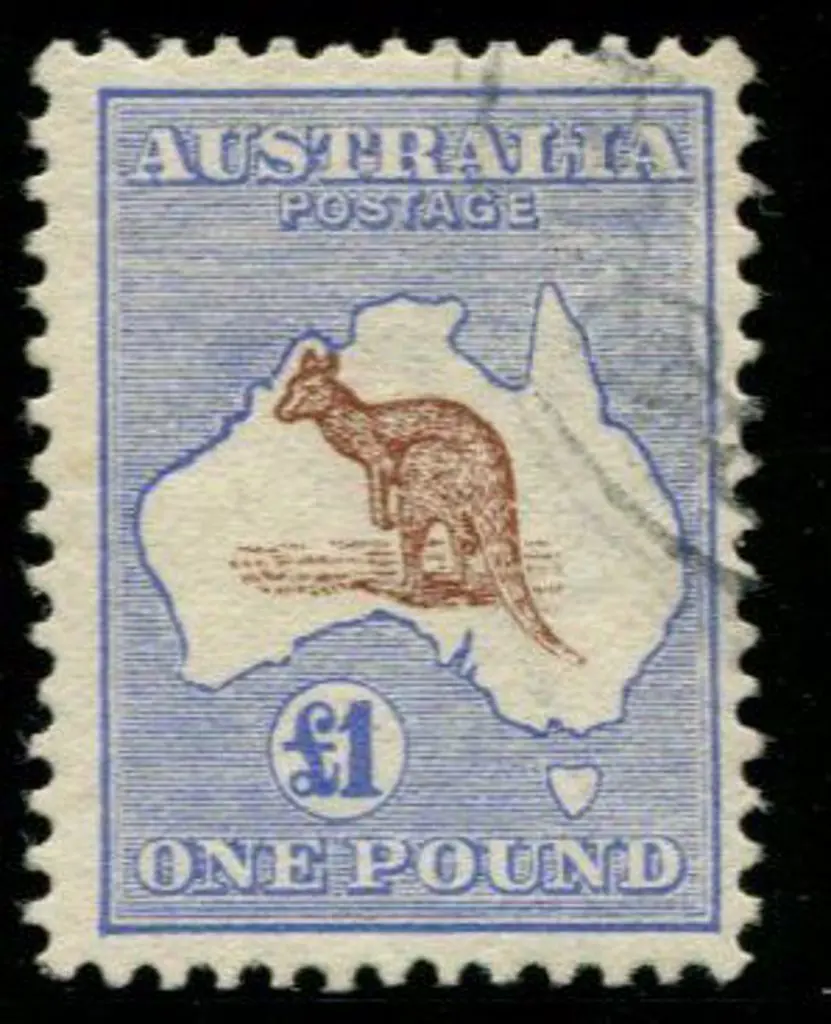 1913 1st wmk £1 red-brown & blue with duty plate ... Image 1++