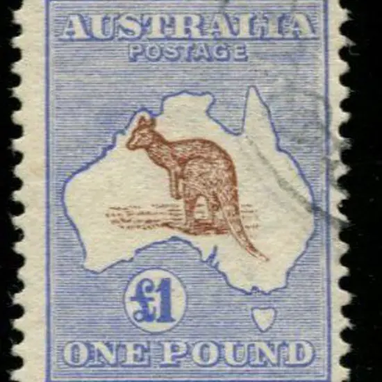 1913 1st wmk £1 red-brown & blue with duty plate ...