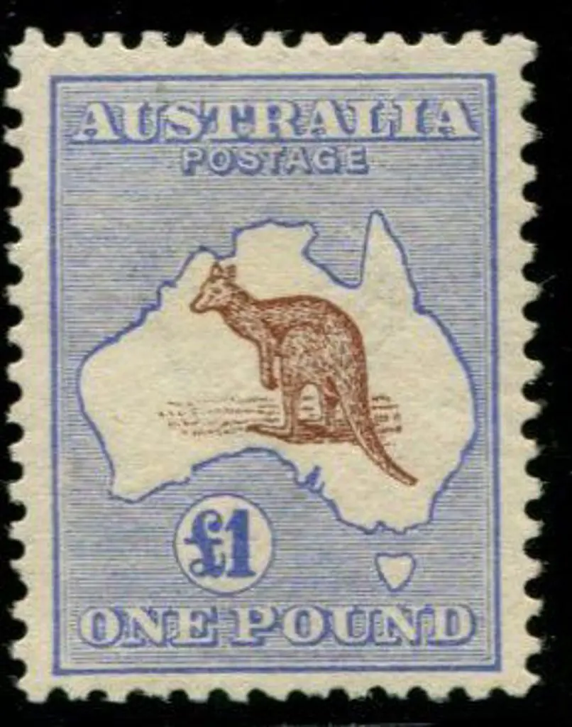 1913 1st wmk £1 red-brown & blue with duty plate ... Image 1++