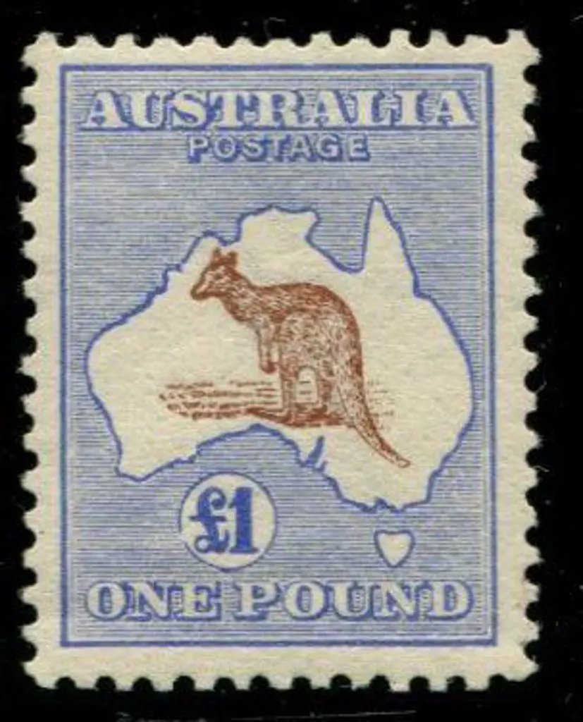 1913 1st wmk £1 red-brown & blue with duty plate ... Image 1++